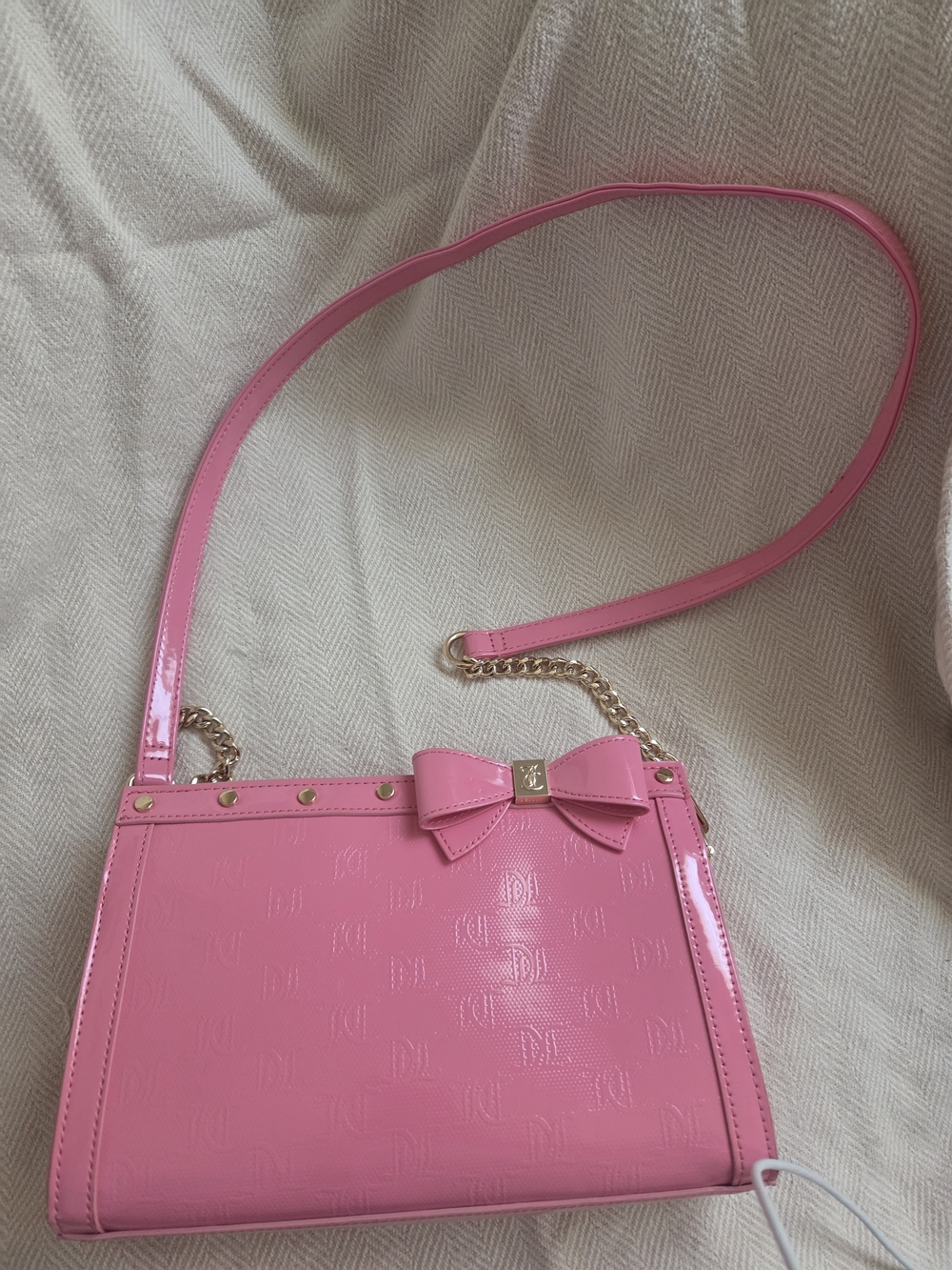 Juicy Couture Pink Bow Accent Crossbody Bag